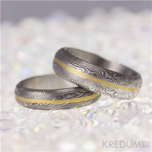Ručně kované snubní prsteny Damasteel Golden Line - pár