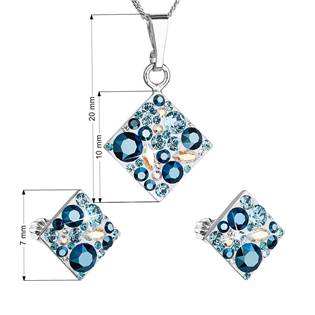 Sada šperků - čtverce s kameny Crystals from Swarovski® Aqua