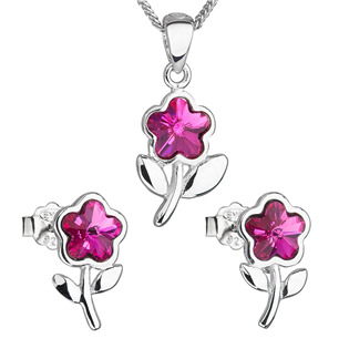 Sada šperků s krystaly Swarovski, Fuchsia