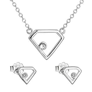 Sada šperků s krystaly Swarovski náušnice a náhrdelník bílý trojúhelník 39165.1