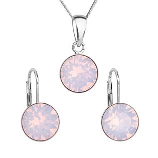 Sada stříbrných šperků s kameny Crystals from Swarovski® Rose Opal
