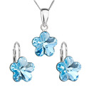 Sada stříbrných šperků s kytičkami Crystals from Swarovski® Aqua