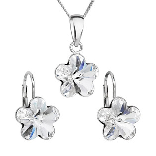 Sada stříbrných šperků s kytičkami Crystals from Swarovski® Crystal