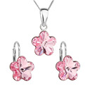 Sada stříbrných šperků s kytičkami Crystals from Swarovski® Rose