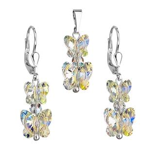 Sada stříbrných šperků s motýlky Crystals from Swarovski® AB