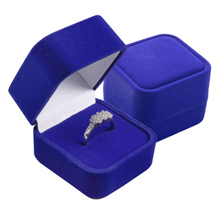 Semišová dárková krabička na prsten - modrá