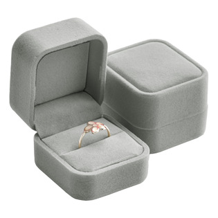 Semišová dárková krabička na prsten - šedá