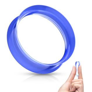 Silikonový tunel do ucha tenkostěnný - modrý