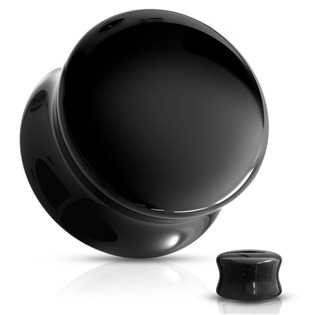 Skleněný plug do ucha černý, průměr 10 mm