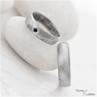 Snubní prsteny Damasteel černý diamant 1.7mm - pár
