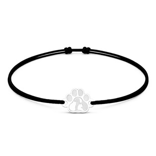 Šňůrkový náramek tlapka se psem a kočkou Barva: Černá