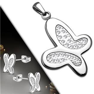 Souprava šperků z chirurgické oceli motýlci