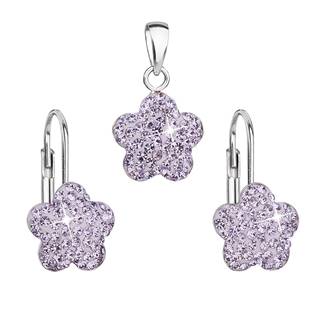 Souprava stříbrných šperků - kytičky s krystaly Crystals from Swarovski® Violet