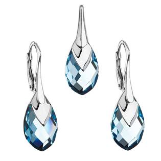 Souprava stříbrných šperků kameny s Crystals from Swarovski® AQUA
