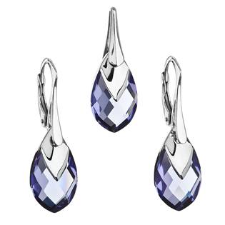 Souprava stříbrných šperků kameny s Crystals from Swarovski® TANZANITE