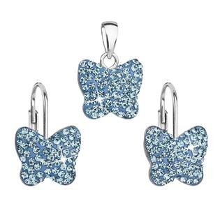 Souprava stříbrných šperků s krystaly Preciosa® Aquamarine