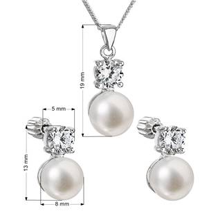 Stříbrná perlová souprava s říčními perlami a zirkony