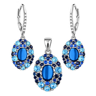 Stříbrná souprava šperků s modrými kameny