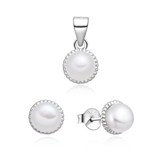 Stříbrná souprava šperků s perlou