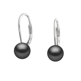 Stříbrné náušnice - černé perly 6 mm