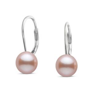 Stříbrné náušnice - růžové perly 8 mm