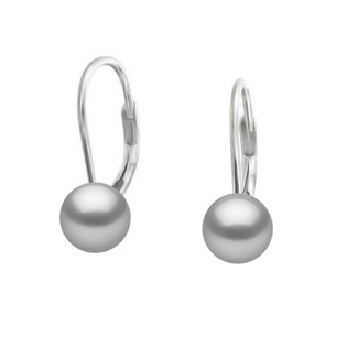 Stříbrné náušnice - šedé perly 6 mm