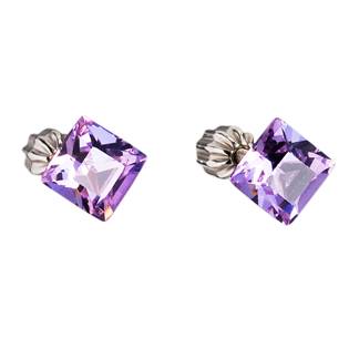 Stříbrné náušnice Crystals from Swarovski® Violet