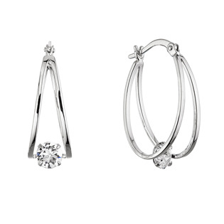 Stříbrné náušnice hladké kruhy se Swarovski krystalem