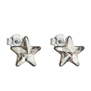 Stříbrné náušnice hvězdy s kameny Crystals from Swarovski® Silver Shade