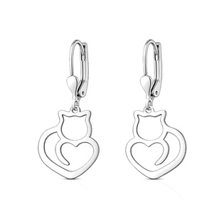 Stříbrné náušnice kočky