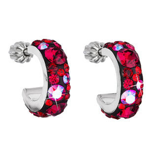 Stříbrné náušnice kruhy s krystaly Crystals from Swarovski®,  Cherry