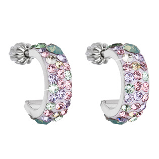 Stříbrné náušnice kruhy s krystaly Crystals from Swarovski® Sakura