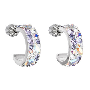 Stříbrné náušnice kruhy s krystaly Crystals from Swarovski® Violet