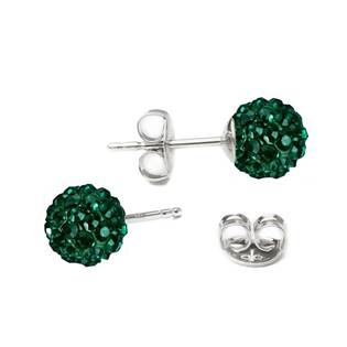 Stříbrné náušnice kuličky Crystals from Swarovski® Emerald
