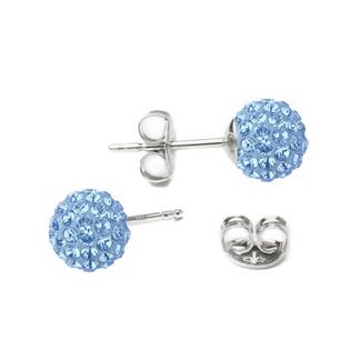 Stříbrné náušnice kuličky Crystals from Swarovski® Light Sapphire