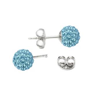 Stříbrné náušnice kuličky Crystals from Swarovski® Light Turquoise