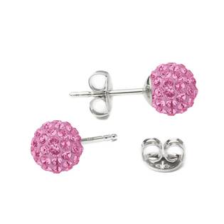 Stříbrné náušnice kuličky Crystals from Swarovski® Pink