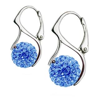 Stříbrné náušnice kuličky s krystaly Crystals from Swarovski®, Light Blue
