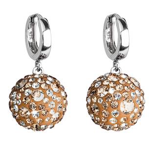 Stříbrné náušnice kuličky s krystaly Swarovski®  Gold