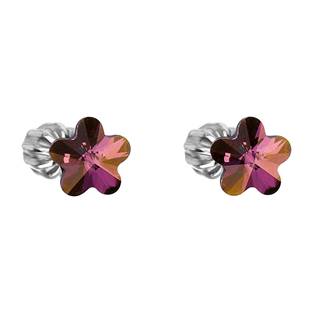 Stříbrné náušnice kytičky Crystals from Swarovski® Lilac Shadow