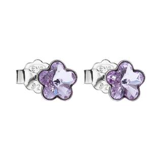 Stříbrné náušnice kytičky Crystals from Swarovski® Violet