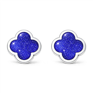 Stříbrné náušnice modrý čtyřlístek