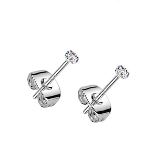 Stříbrné náušnice na puzetu - zirkony 2 mm