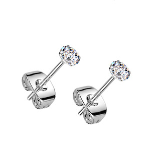 Stříbrné náušnice na puzetu - zirkony 3 mm