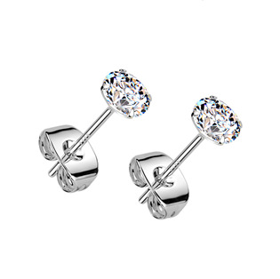 Stříbrné náušnice na puzetu - zirkony 4 mm