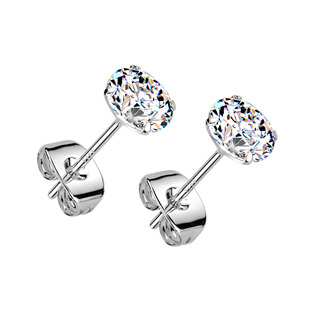 Stříbrné náušnice na puzetu - zirkony 5 mm