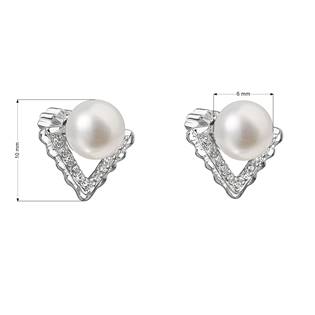 Stříbrné náušnice pecky s bílou říční perlou 