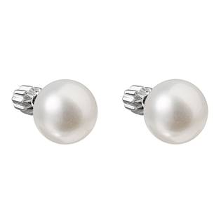 Stříbrné náušnice pecky s bílou říční perlou