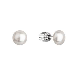 Stříbrné náušnice pecky s bílými perlami