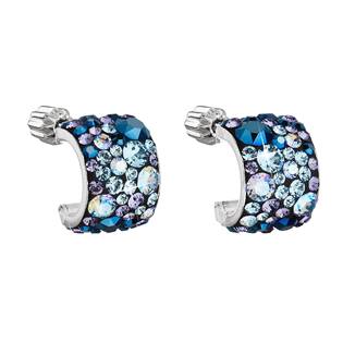 Stříbrné náušnice půlkruh s kameny Crystals from Swarovski® BLUE STYLE